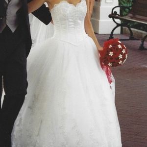 David's Bridal Dress, Includes Tiara & Veil